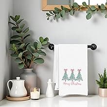 Christmas Cake Kitchen Dish Towels, Baking Christmas Tree Hand Towels Decorative for Farmhouse Kitchen Table, Cute Xmas Trees Gifts for Women Girls for Mom Hostess 16x24