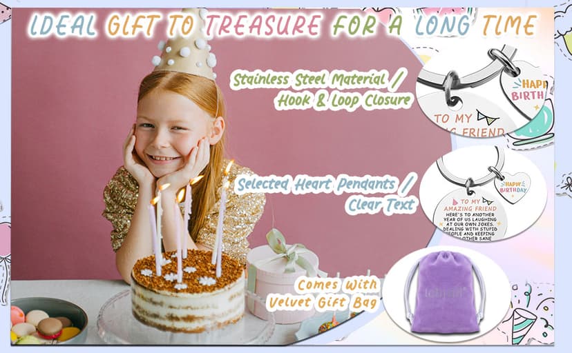 Best Friend Birthday Gifts for Women Girls Happy Birthday Bestie Gift Funny Friendship Gifts for BFF Coworker Classmate To My Amazing Friend Keychain