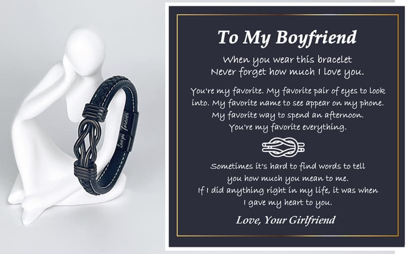 Gifts for Men Him Husband Boyfriend Dad Son Grandson Nephew, Cool Love Infinity Leather Bracelets Fathers Day Ideas Present Gift for Birthday Anniversary Retirement Christmas