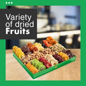 Holiday Christmas Dried Fruit & Nuts Gift Basket - Extra Large Selection of 18 Food Tray - Assorted Food Gift Box for Christmas, Holiday, Family, Sympathy, Men & Women.