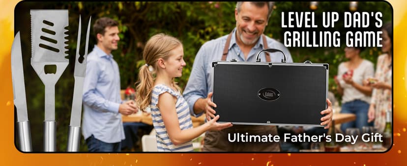 Kaluns Grilling Accessories, Birthday Gifts for Men Grilling Gifts, Heavy Duty Stainless Steel BBQ Grill Tools Set for Outdoor Grill with Aluminum Case and Apron, Husband Dad Gifts for Christmas