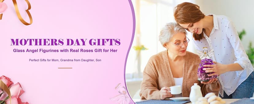 Beferr Birthday Gifts for Women Mom Fresh Flowers for Delivery Prime Forever Preserved Rose in Glass Angel Figurine for Grandma Sister Daughter Wife
