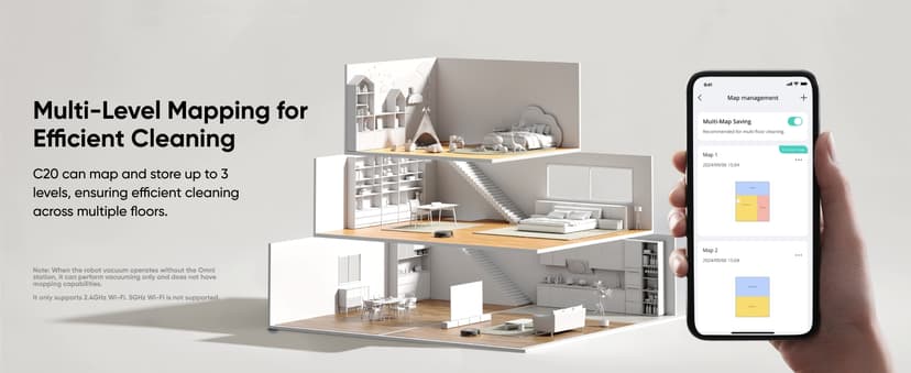 eufy Omni C20 Robot Vacuum and Mop Combo, All-in-One Station, Auto Mop Washing and Auto Drying for Hands-Free Cleaning, 7000 Pa Powerful Suction, Self Emptying, 3.35-Inch