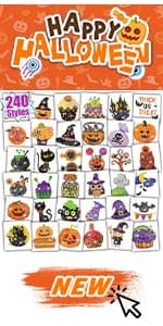 Partywind 250 Styles Glow Halloween Party Supplies, Luminous Halloween Temporary Tattoos for Kids Birthday Party Decorations Favors, Halloween Goodie Bag Fillers (24 Sheets)