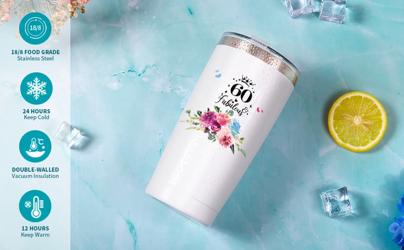 60th Birthday Gifts for Women,Happy 60th Birthday Gifts for Her Friends Mom Wife Sister Coworker,Tumblers Gifts Set for 60 Year Old Women,Funny 60 Birthday Gifts Ideas