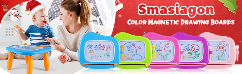Smasiagon Magnetic Drawing Board for Kids, Toddler Toys for 1-2 Year Old Girl, Portable Doodle Board Pad Learning and Educational Toys for Ages 1 2 3 Year Old Baby Girl Birthday Gift(Pink)