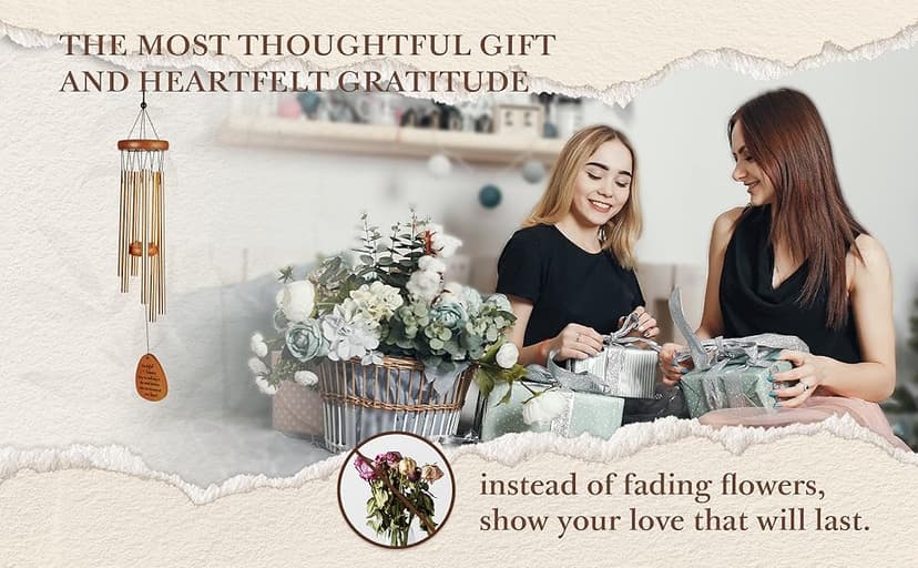 SteadStyle Thank You Gifts, Forever Grateful Wind Chime with Engraved Thanks Message, Thank You Gifts for Women, Friends, Family, Teachers, Coworkers, Employee Appreciation Gift