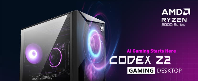 MSI Codex Z2 Gaming Desktop: AMD R7-8700F, GeForce RTX 5070, 32GB DDR5, 2TB m.2 NVMe SSD, USB Type-C, VR-Ready, Windows 11 Home : A8NVP-436US