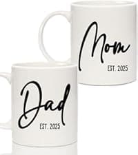 Breezy Valley New Parents Gifts for Couples, First Time New Mom and Dad Gifts Mugs Est 2025, Gender Reveal Baby Shower Gifts Basket, Pregnancy Gifts for Expecting Parents to be, Newborn Baby Gift Set