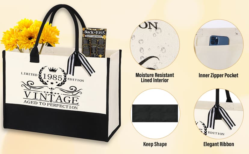 40th 50th 60th Birthday Gifts for Women Tote Bag Birthday Gifts Set for Mom Wife Sister Grandma Birthday Gifts for Her