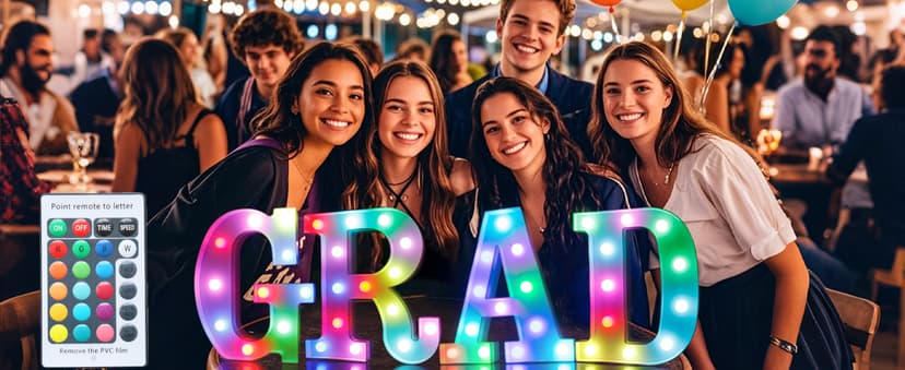 Pooqla Colorful LED Marquee Letter Lights with Remote – Party Bar Letters with Lights Decorations for The Home - Multicolor M