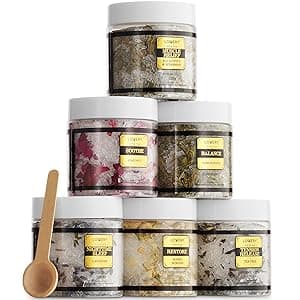 Christmas Gifts for Women Who Have Everything, Epsom Bath Salts Gift Basket Set, Relaxing Self Care Salt W/Essential Oil, Gifts for Mom, Lavender, Eucalyptus, Lemon, Coconut, Tea Tree, Honey Almond