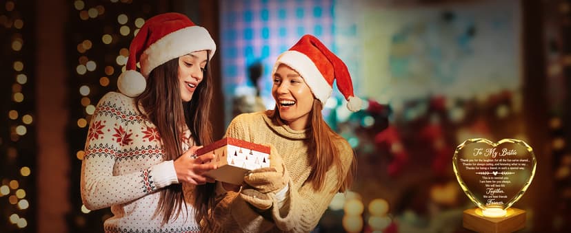 Best Gift to My Bestie 3D Illusion Lamp, to My Best Friend, 3D Crystal Night Light Gift for Bestie's Birthday, Holiday, for Best Friend Sister Girls Women Soft Warm White Colors