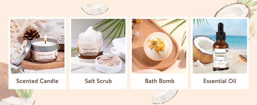 Spa Gift Baskets for Women, Vanilla Coconut Bath and Body Gifts Set for Women, Home Spa Self Care Gift, Relaxing Bath Set for Mom Wife Sister Friends Sister Girlfriend, Mother’s Day Thank You Gifts