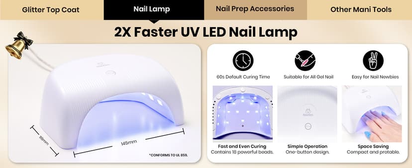 Beetles Gel Nail Polish Kit with U V Light -54 Pcs Gel Nail Kit Four Seasons Glow 32 Colors Set with Base Matte & Glossy Top Coat Soak Off Home Salon DIY Manicure Christmas Gifts for Women Teen Girls