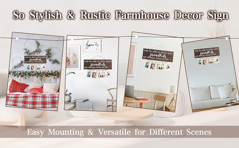 Grandparents Gifts from Grandchildren, Side by Side or Miles Apart Grandkids Photo Holder, Great Grandparents Day or Christmas Birthday Gifts for Grandma Grandpa