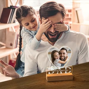 Bemaystar Dad Gifts with Picture- Custom Night Light with Photo Text, Father's Day Gifts from Daughter Son Wife, Gifts for Dad, Dad Gifts for Father Grandpa Papa for Fathers Day Birthday Christmas