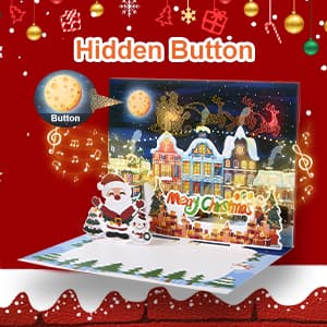 Christmas Cards Large Size, 3D Pop Up Merry Christmas Card with Light and Music, Handmade Christmas Gift Card with Envelope, Musical Greeting Card for Kids Son Daughter Husband Wife