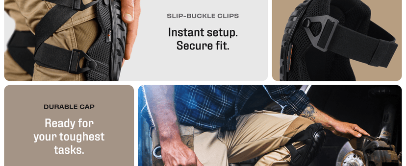 NoCry Professional Gel Knee Pads for Work with Soft Foam and Gel Cushion — Heavy Duty Cap, Reinforced Adjustable Straps, Military-Grade Rivets and Built-in Hang Loops — Perfect for Construction