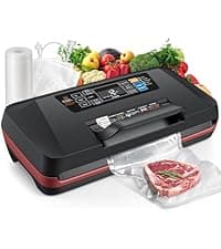 95kpa Vacuum Sealer, Commercial Fully Automatic Food Sealer, Powerful Sealing System, Double Heat Seal, Built-in Cutter and Bag Storage, 1 Roll Bag and 10 Precut Bags