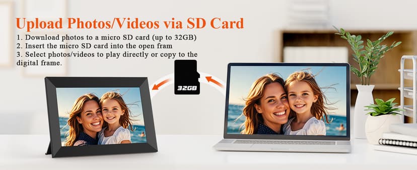 BIGASUO 10.1 Inch WiFi Digital Picture Frame, IPS HD Touch Screen Cloud Smart Photo Frames with Built-in 32GB Memory, Wall Mountable, Auto-Rotate, Share Photos Instantly from Anywhere