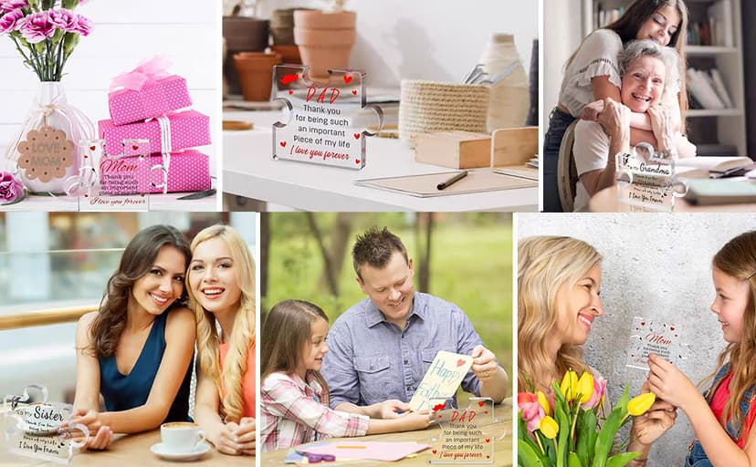 Friendship Gifts - Acrylic Block Puzzle Friendship for Her - Long Distance Relationship Gift, Bestie Gifts Paperweights