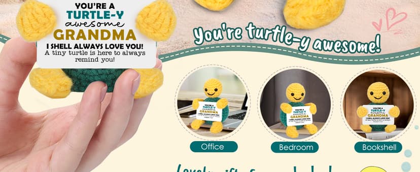 Funny Turtle Grandma Gifts Mothers Day Birthday I Love You Grandma Gifts for Grandmother Nana Gigi Mimi Present from Granddaughter Grandkids Grandson Handmade Emotional Positive Crochet Animals Turtle