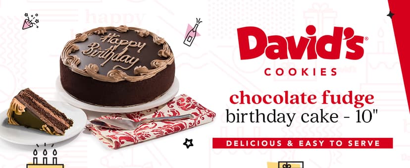 David’s Cookies Chocolate Fudge Cake 10” - Birthday Cake For Delivery Fresh Bakery Dessert - Quality Cakes for Delivery - Great Birthday Gift Idea