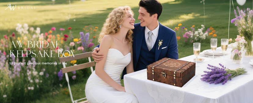 AW BRIDAL Mr and Mrs Wedding Keepsake Box for Couples, Wooden Memory Boxes with Lids, Bridal Shower Gifts for Bride Bachelorette Party, 2025 Engagement Gift for Newlyweds and Marriage Couple