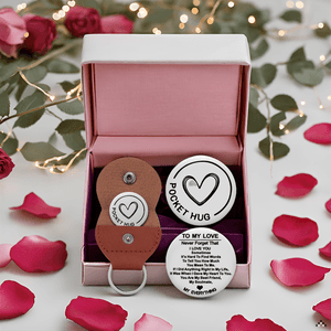 Aesnefe Pocket Hug Token Inspirational Reminder Gifts Mental Health Thinking of You Gift Self Love with PU Leather Keychain