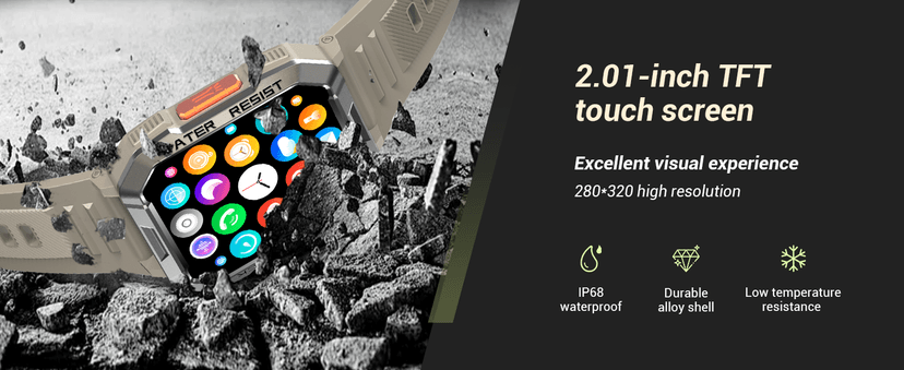 Military Smart Watch for Men (Answer/Make Calls), 2.01'' Smart Watch for Android and iPhone, Fitness Tracker with Flashlight/Compass/100 Days Battery/Heart Rate/Sleep/100+ Sport Modes(2 Straps)