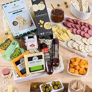 Gourmet Meat & Cheese Sampler Gift Basket - Deluxe Charcuterie Cheese Platter - GourmetGiftBaskets.com Food Gifts