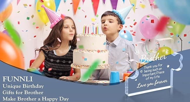 Funnli Gifts for Men Boys Acrylic Plaque - Fathers Day Christmas Birthday Gifts for Brother 3.35 x 2.76 Inch Desk Decorations - Brother Son Nephew Grandson Graduation Gifts from Sister