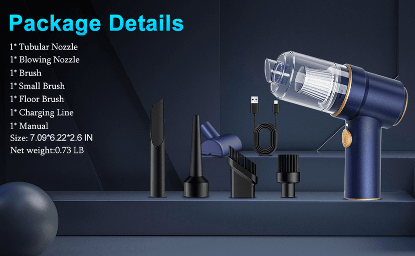 KMM Handheld Car Vacuum Cleaner, 9000Pa Vacuum Cleaner and Air Duster, 120W High Power Hand Held Vacuum with LED Light and Multi-Nozzles for Car, Home, Office, Pet