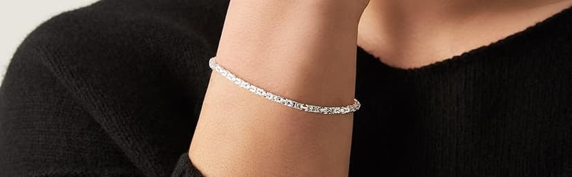 Miabella Italian 925 Sterling Silver Byzantine Bracelet for Women, Handmade in Italy
