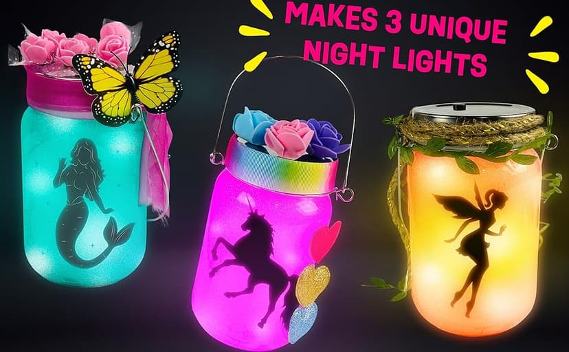 Light-up Unicorn Fairy & Mermaid Lanterns Craft Kit – Christmas Gifts for 8 9 10 11 12 Year Old Girls - Creative Art Girl Toys 8-10 Years Old and Up - Craft Kits for Girls Ages 8-12 - Tween Gift Ideas