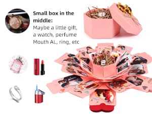 RECUTMS Explosion Box DIY Scrapbooking Set Handmade Photo Album Mothers Day Gifts,Gift Box with 6 Faces for Christmas Gift Wedding Memory Book (6 Sides)