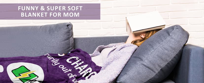 Craftique Gifts for Mom Birthday Christmas- Funny Soft Mom is Charging Blanket- New Moms Gifts for Women, Practical Blanket Throw for Napping Travel, 60”×50”