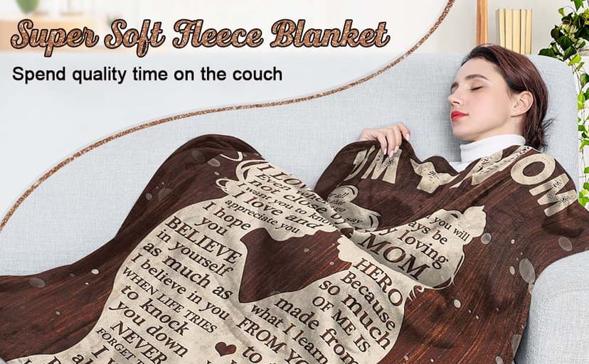 Gifts for Mom from Daughter, Mothers Day Birthday Gifts for Mom, Great Mother Gifts, Blanket Presents for Mother's Day, Christmas, Soft Cozy Flannel Custom Throw Blanket 60x50 Inches
