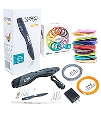 SCRIB3D P1 3D Printing Pen with Display - Includes 3D Pen, 3 Starter Colors of PLA Filament, Stencil Book + Project Guide, and Power adapter