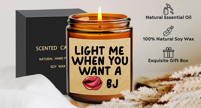 Lavender Scented Candle Gifts for Men, Naughty Candle Gifts for Him, Funny Gift from Wife, Anniversary, Sweetest Day, Valentine's Day, Birthday Gift for Husband, Boyfriend, Fiance Present