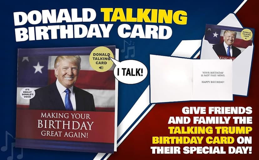 OUR FRIENDLY FOREST Talking Trump Birthday Card with Authentic Voice - Presidential Theme Birthday Greeting for Men & Women (Red)