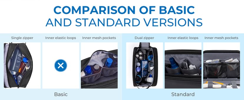 BAGSMART Toiletry Bag for Men, Travel Toiletry Organizer Dopp Kit Water-resistant Shaving Bag for Toiletries Accessories, Door Room Essentials, Black-medium