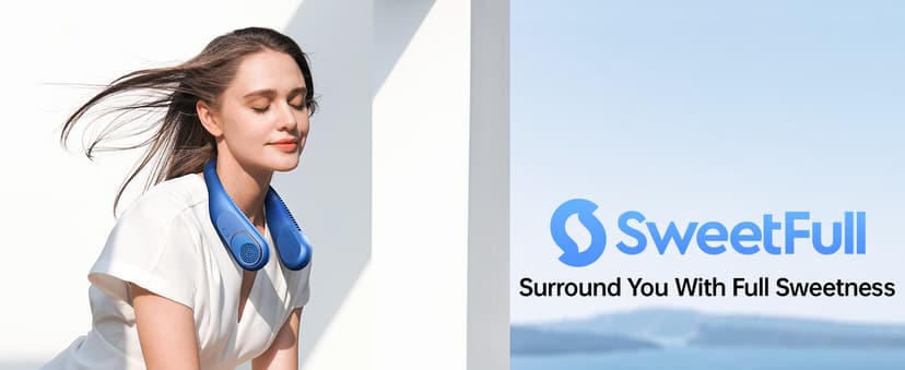 SWEETFULL Portable Neck Fan 360° Cooling Bladeless Personal Fan | No Hair Twisting - 4000mAh USB Rechargeable Wearable Fan for Travel, Birthday Gifts for Men, Women, Mom, and Dad