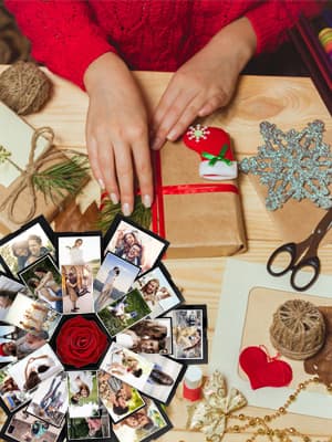 Explosion Gift Box - Photo Box, A Creative Six-sided Gift Box. Love Memory DIY Handmade Photo Album Scrapbook, A Surprising Boyfriend Birthday Gift, Ideal for Weddings, Christmas or Valentine's Day