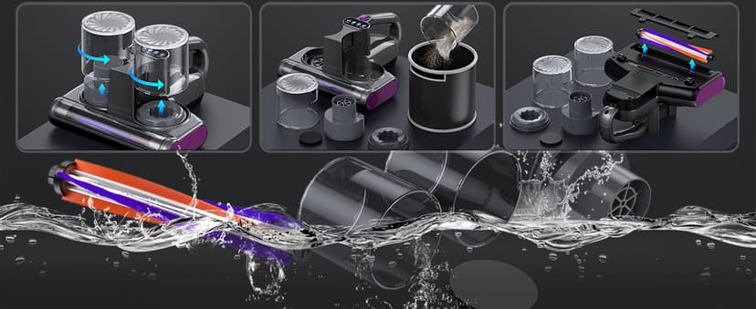 Mattress Vacuum Bed Vacuum Cleaner 16Kpa Suction 253.7nm UV-C Light, 140°F Heated Air, 30000 RPM Brushroll, Ultrasonic, HEPA Filter, Handheld Vacuums for Carpet/Sofa, 500W Corded, (Dark Gray)