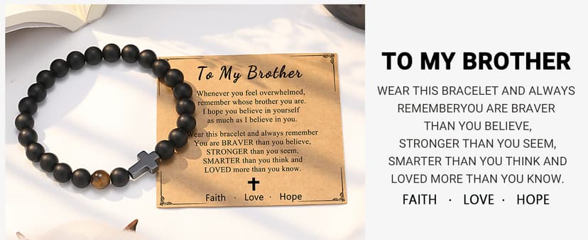 To Mens Gifts Cross Bracelet for Son, Grandson, Dad, Husband, Godfather, Men - Birthday Graduation Retirement Christmas Christian Gift for Teens Men