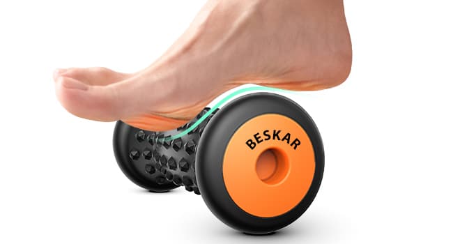 BESKAR Foot Massager Roller for Plantar Fasciitis Relief, Portable, Deep Tissue Muscle Massage, Foot Arch and Heel Pain, Reflexology Tool