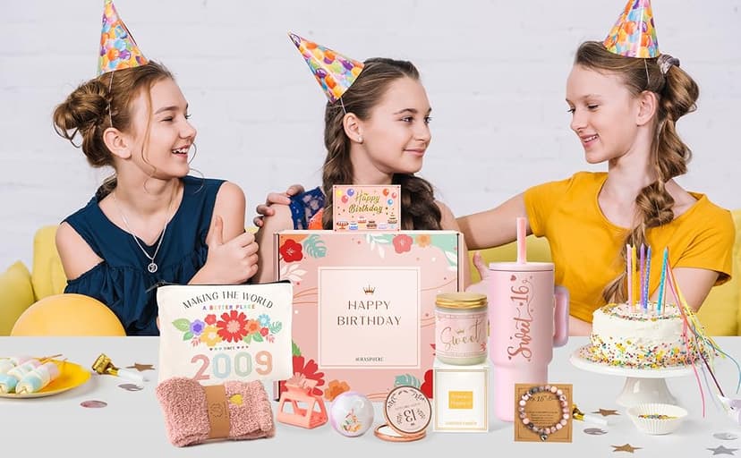 Sweet 16 Gifts for Girls - 16 Year Old Girl Gifts - Happy 16th Birthday Party Decorations for Girls Pink - 11 Pieces Unique Sweet Sixteen Gift for Teen Girl, Daughter, Niece, Granddaughter