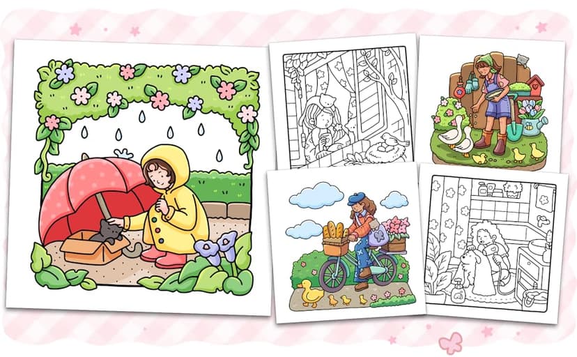 Girl Moments: Coloring Book for Adults and Teens Featuring Cute Cozy Daily Activities for Relaxation (Cozy Spaces Coloring)